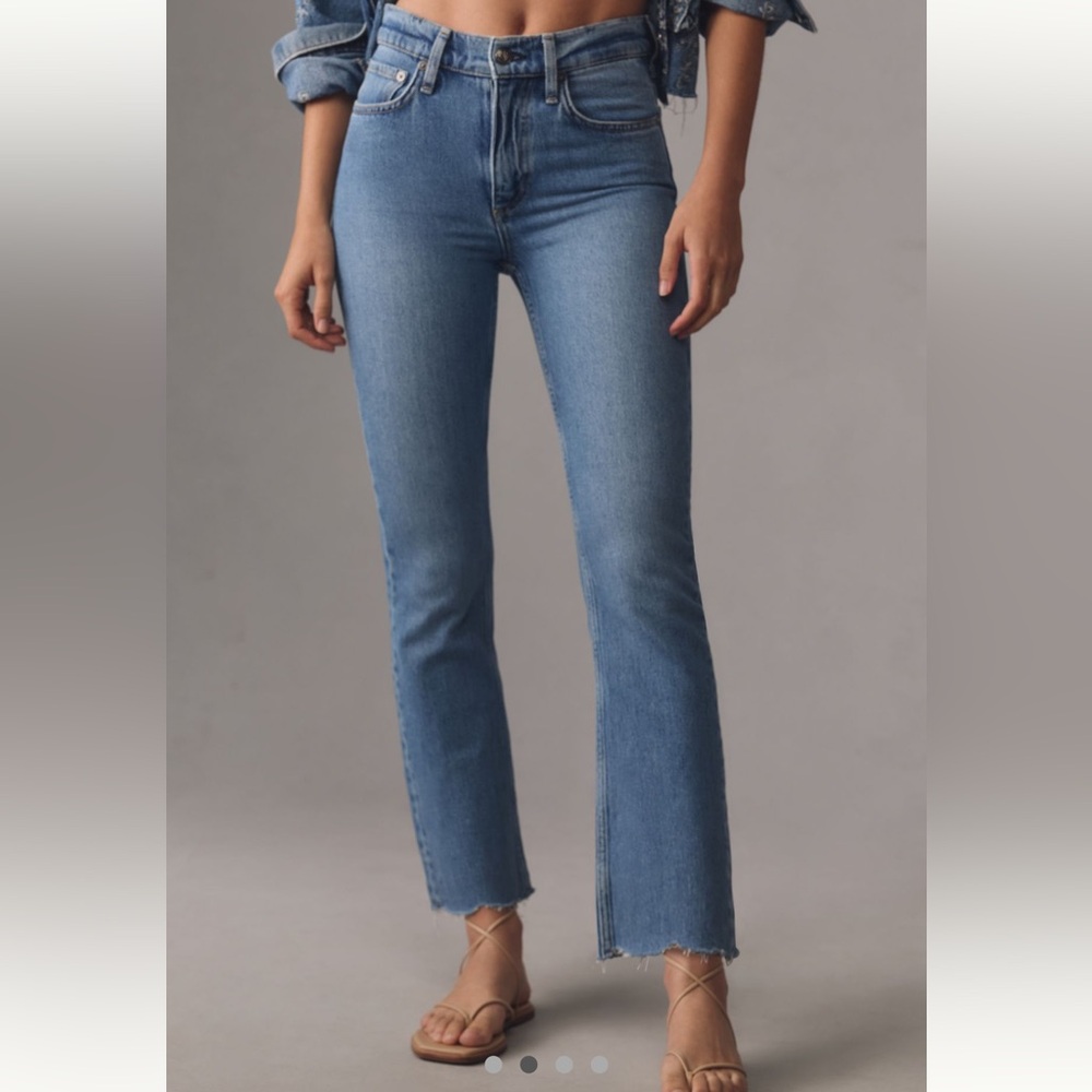 rag and bone the peyton mid-rise raw hem ankle bootcut jeans size 27 - Picture 8 of 10